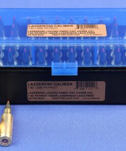 Lazzeroni® Factory Loaded Ammo Cal 7.82 (.308) Patriot® 150gr Lead-Free Lazerhead Projectile in CNC Machined Brass Cases (50)